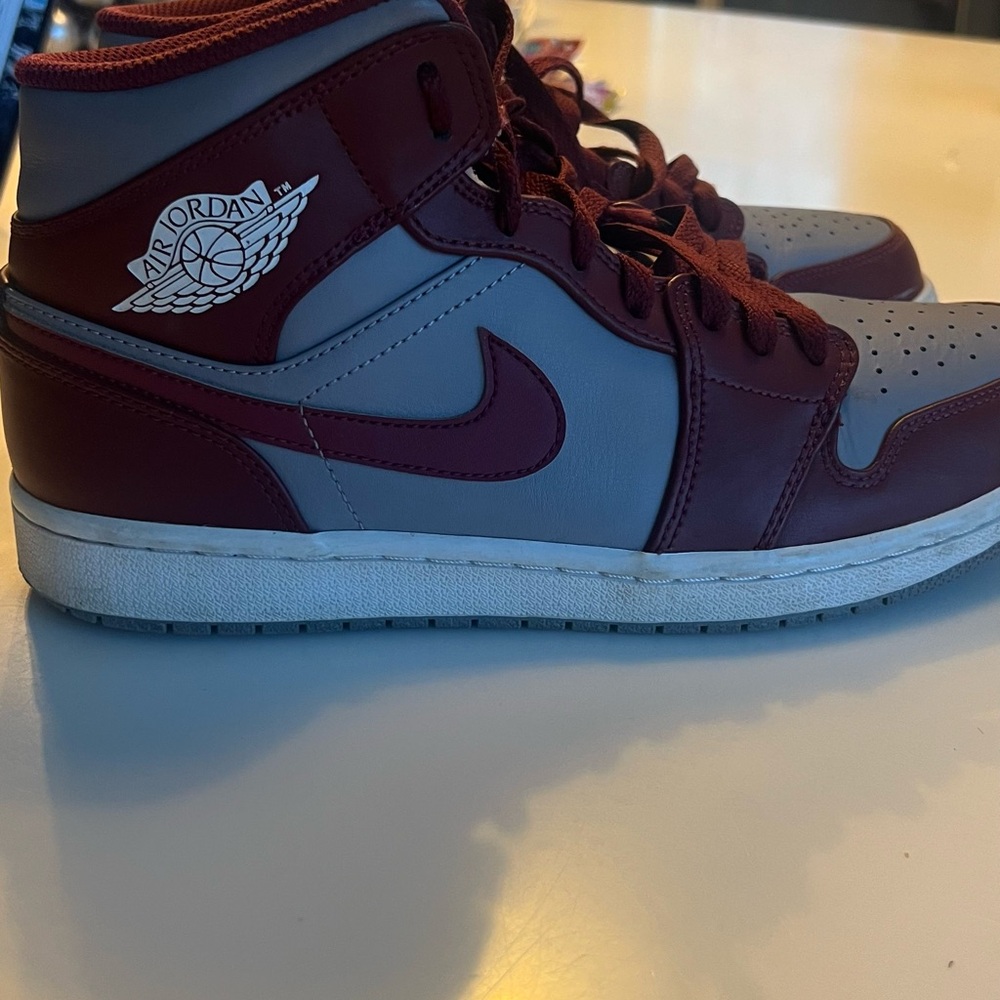 Air Jordan 1 High Maroon and Gray Sneakers